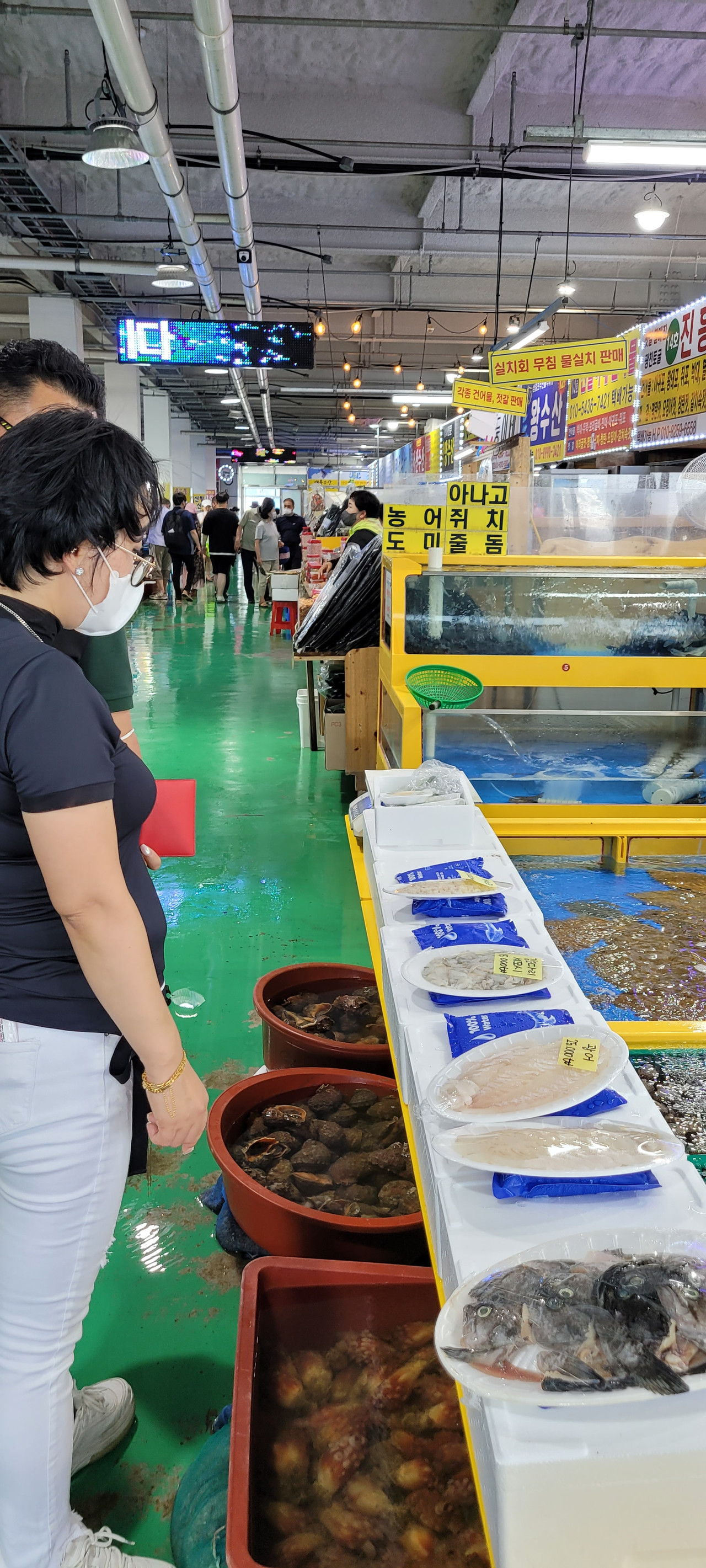 어촌마을에서 잡은 수산물들이 인근 수산시장에서 소비자들에게 판매되고 있다.